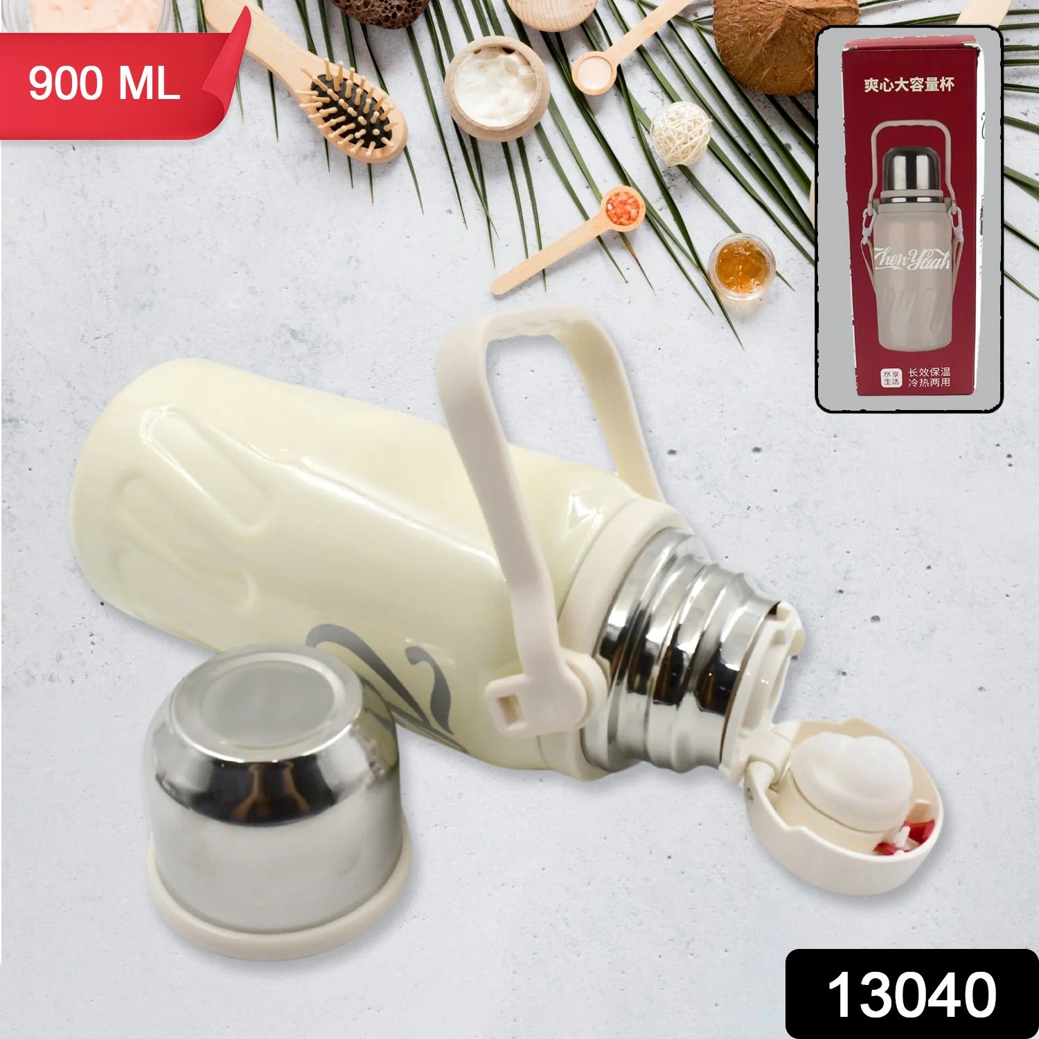 13040 Stainless Steel Vacuum Insulated Water Bottle  Leak Proof Flask For Tea Coffee  Reusable Water Bottle With Hanging Strap  Bottle For Hot  Cold Drinks Wide Mouth Water Flask (900 Ml) 13040 Stainless Steel Vacuum Insulated Water Bottle  Leak Proof Flask For Tea Coffee  Reusable Water Bottle With Hanging Strap  Bottle For Hot  Cold Drinks Wide Mouth Water Flask (900 Ml)